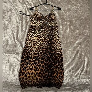 Leopard Print Dress with Chain Straps